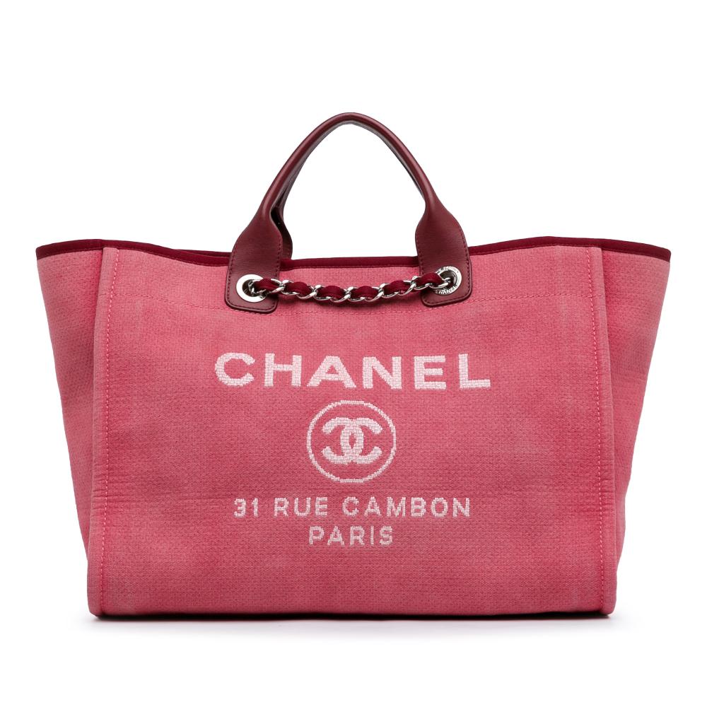 Chanel AB Chanel Red Canvas Fabric Large Deauville Tote Italy