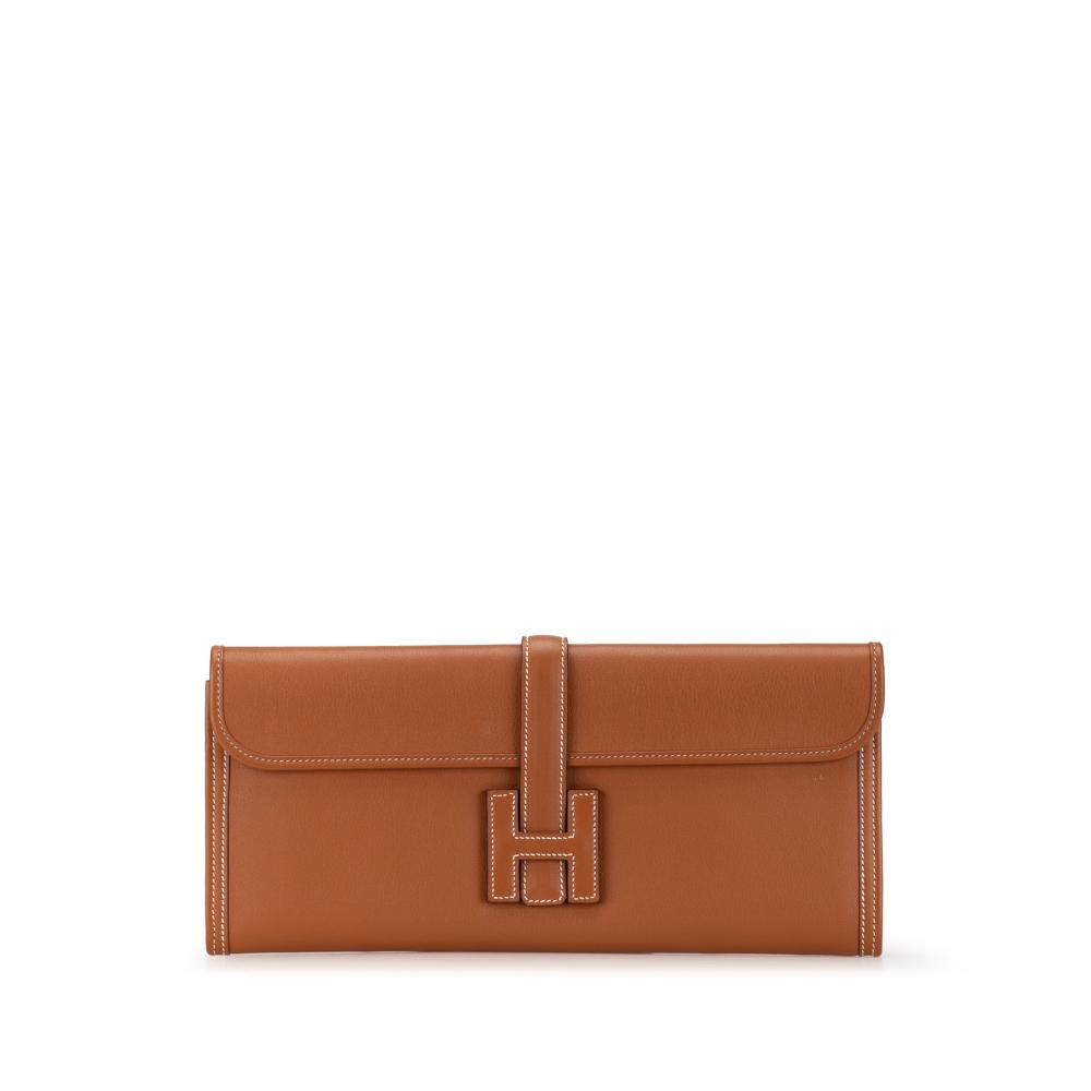 Hermès AB Hermès Brown Calf Leather Swift Jige Elan 35 France