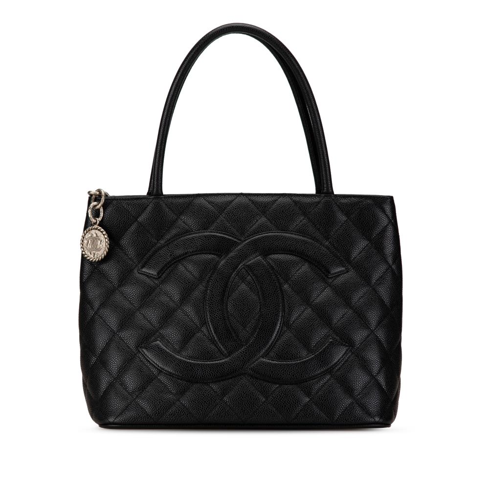 Chanel B Chanel Black Caviar Leather Leather Caviar Medallion Tote Italy