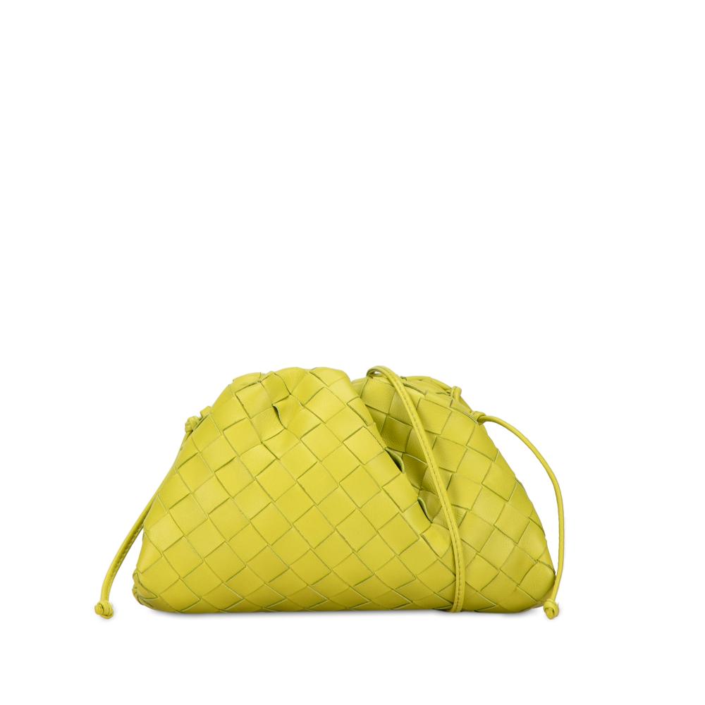 Bottega Veneta B Bottega Veneta Yellow Nappa Leather Leather Nappa Intrecciato The Mini Pouch Italy