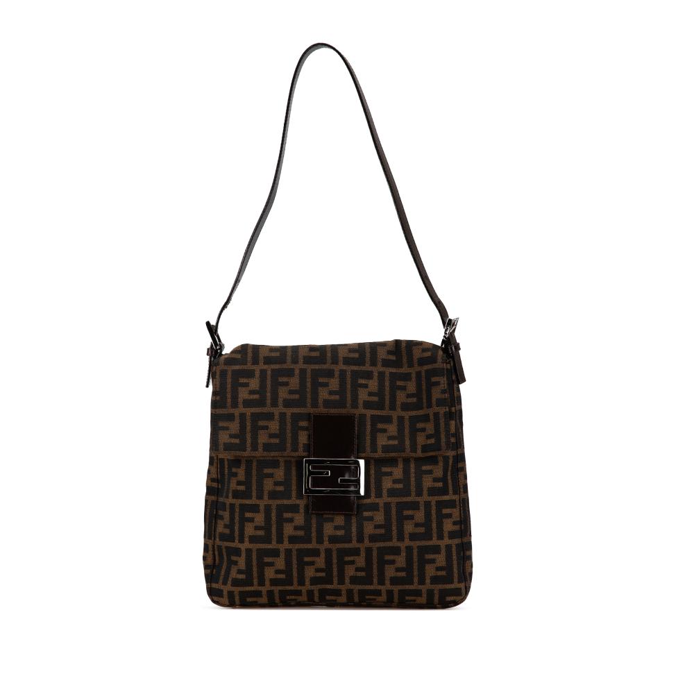 Fendi AB Fendi Brown Canvas Fabric Zucca Shoulder Bag Italy