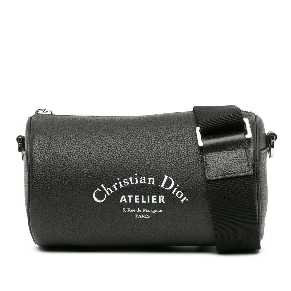 Christian Dior B Dior Black Calf Leather Atelier Roller Crossbody Italy