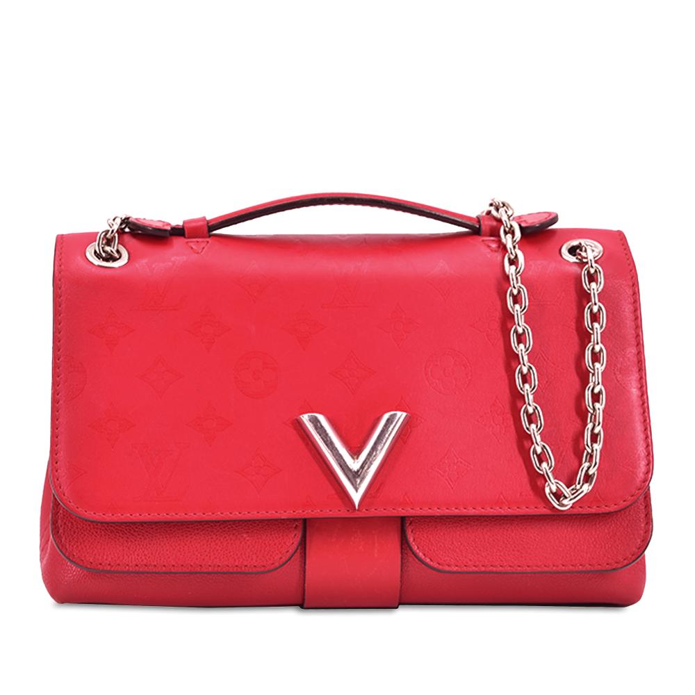 Louis Vuitton B Louis Vuitton Red Calf Leather Monogram Cuir Plume Ecume Very Chain Bag Italy