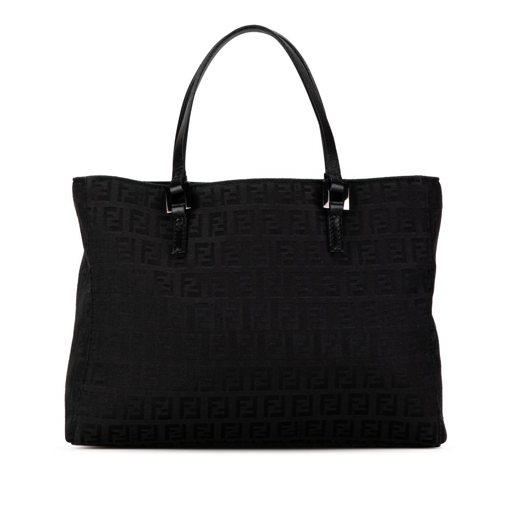 Fendi B Fendi Black Canvas Fabric Small Zucchino Tote Italy