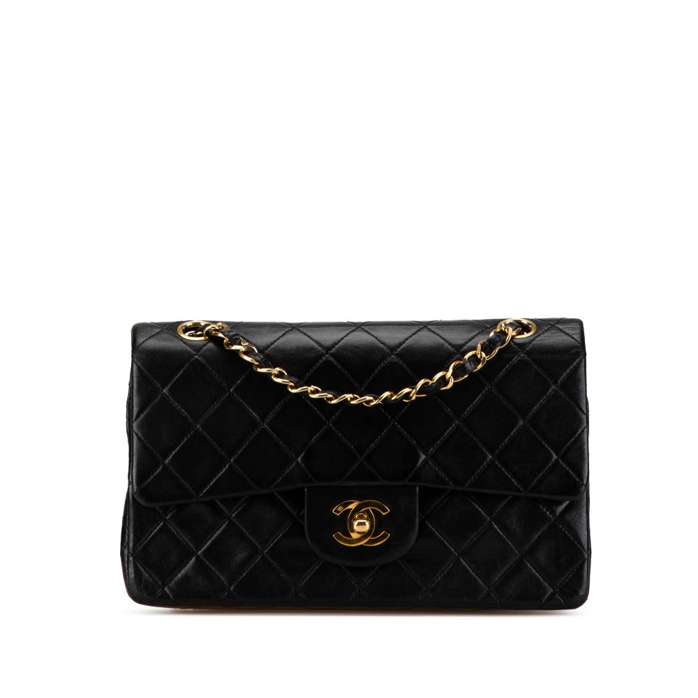 Chanel B Chanel Black Lambskin Leather Leather Small Classic Lambskin Double Flap France