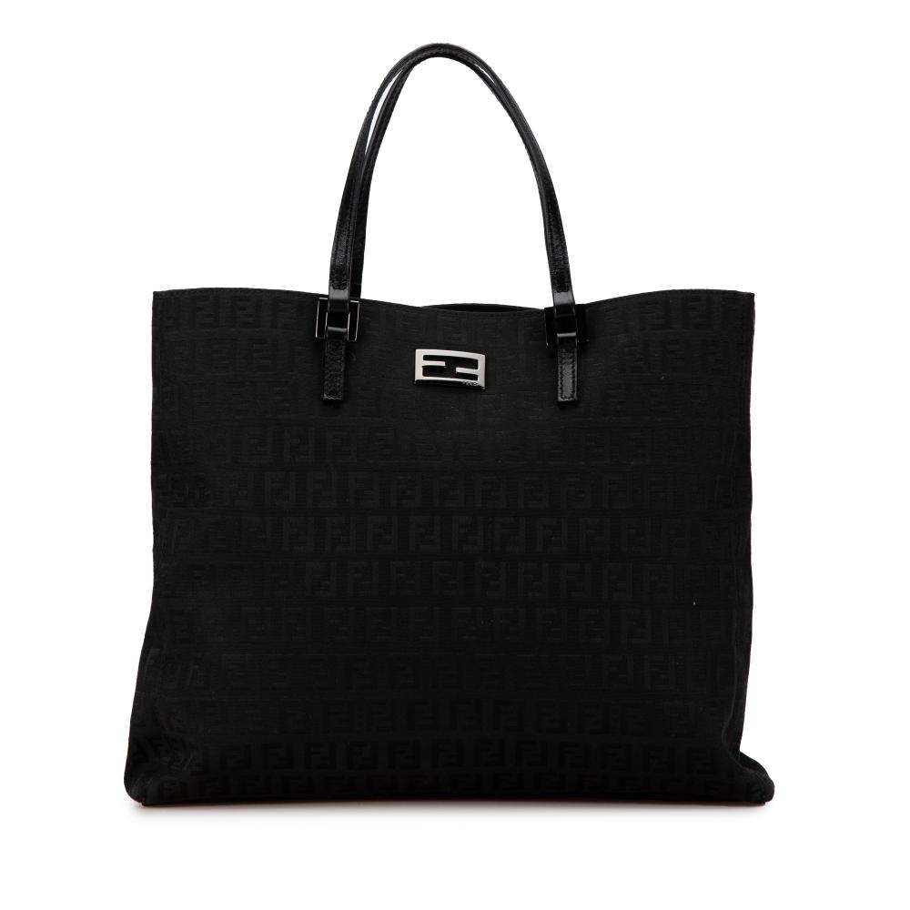 Fendi AB Fendi Black Canvas Fabric Zucchino Tote Italy