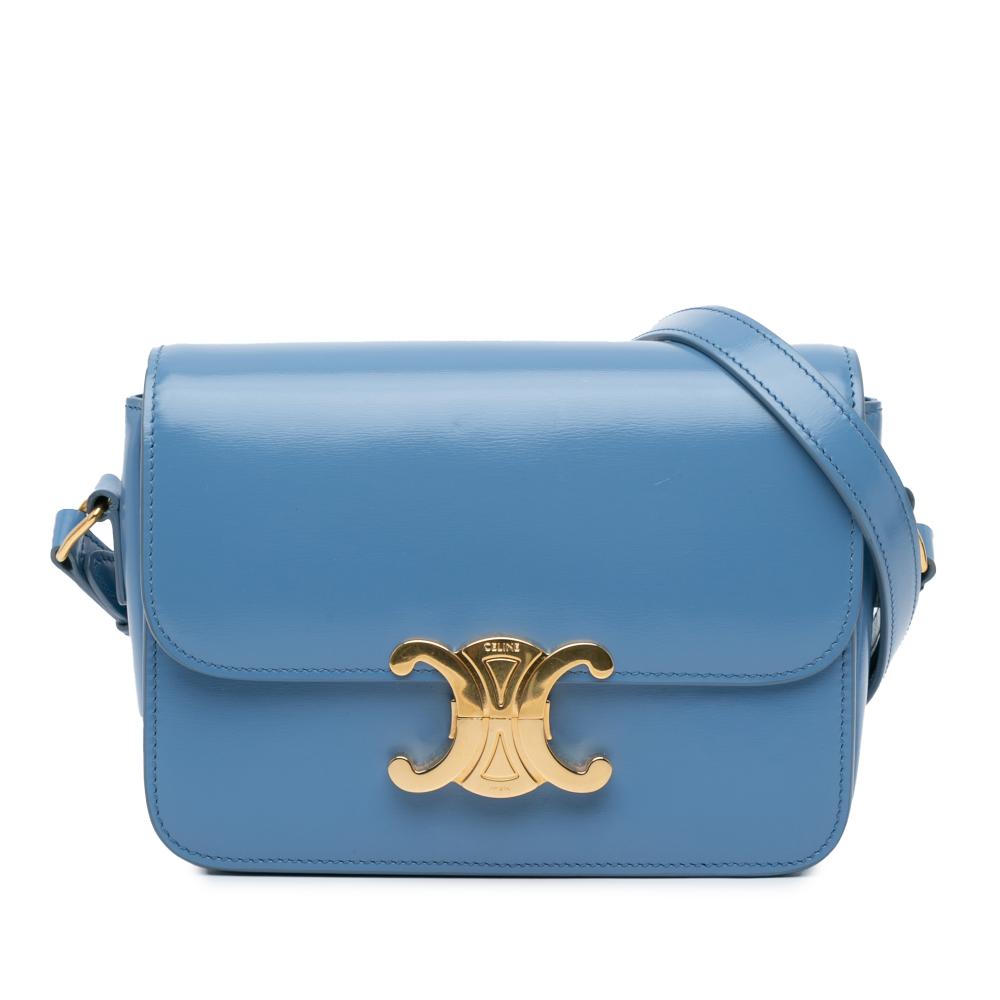 Celine AB Celine Blue Light Blue Calf Leather Teen Triomphe Crossbody Italy