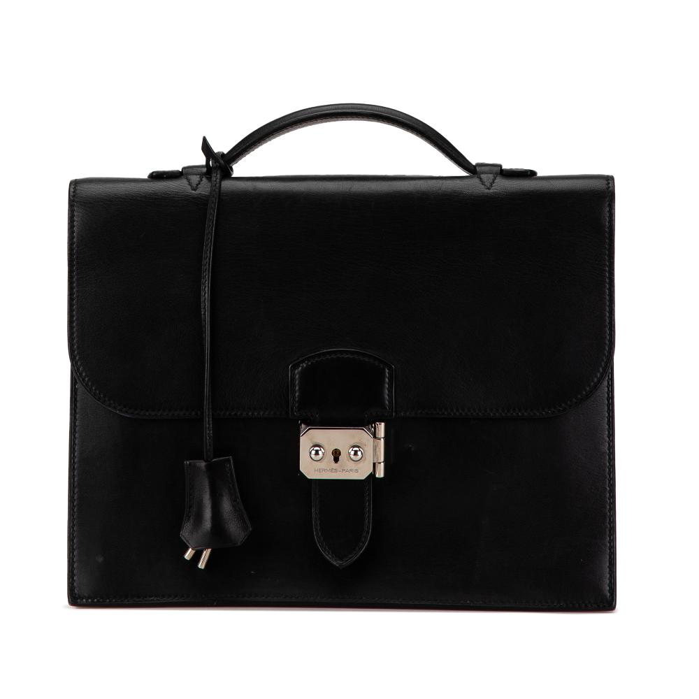 Hermès B Hermès Black Calf Leather Swift Sac A Depeches 27 France