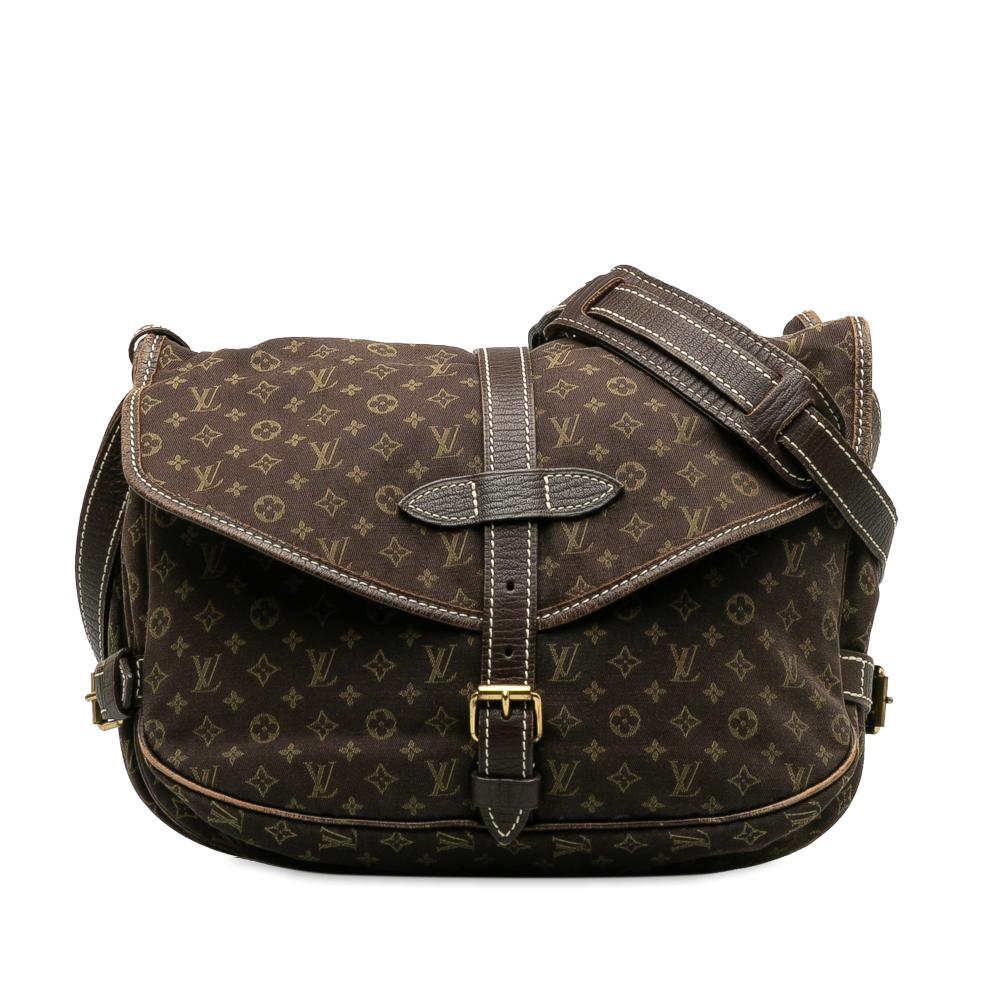 Louis Vuitton B Louis Vuitton Brown Dark Brown Canvas Fabric Monogram Mini Lin Saumur 30 France