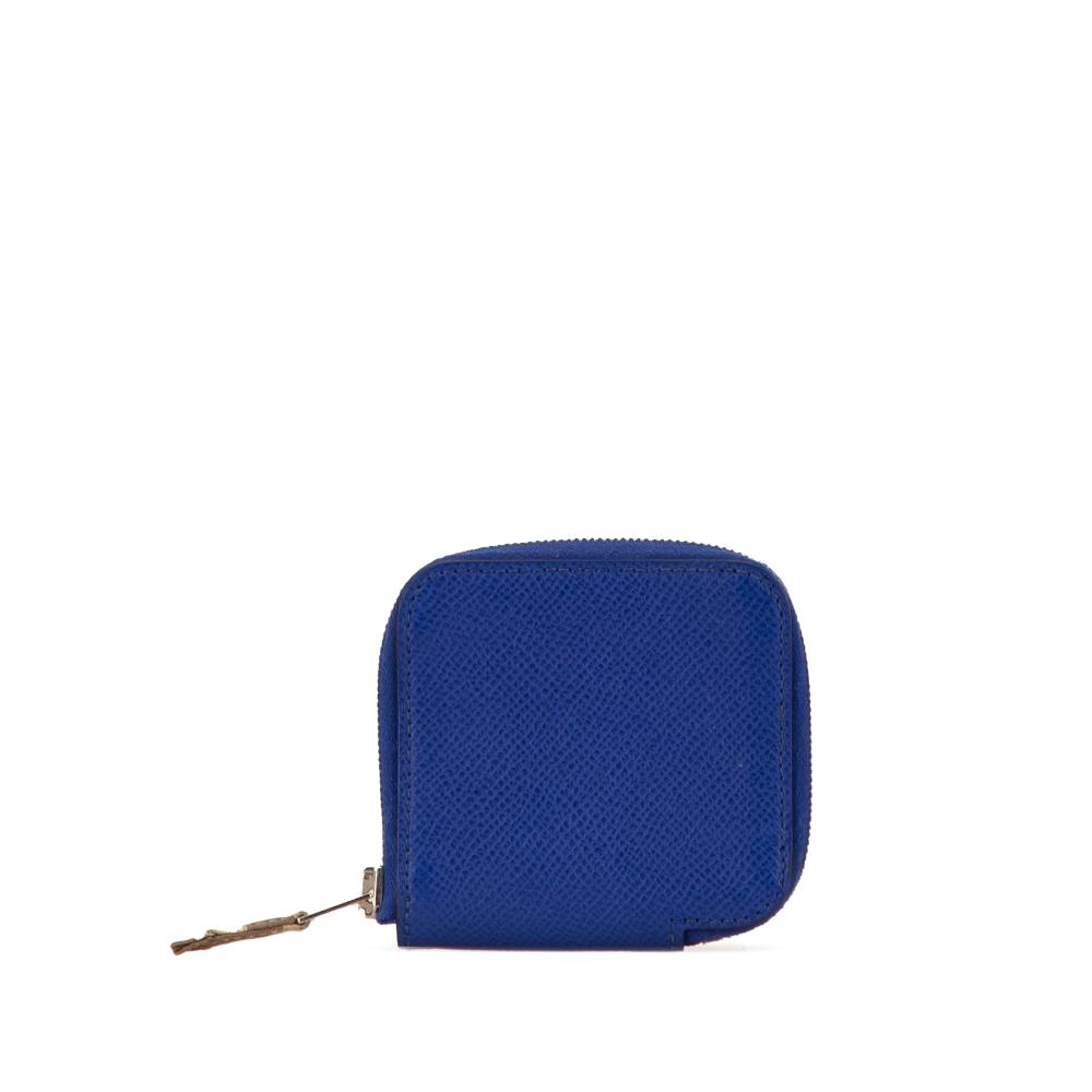 Hermès B Hermès Blue Calf Leather Mini Epsom Azap Silk In Coin Purse France