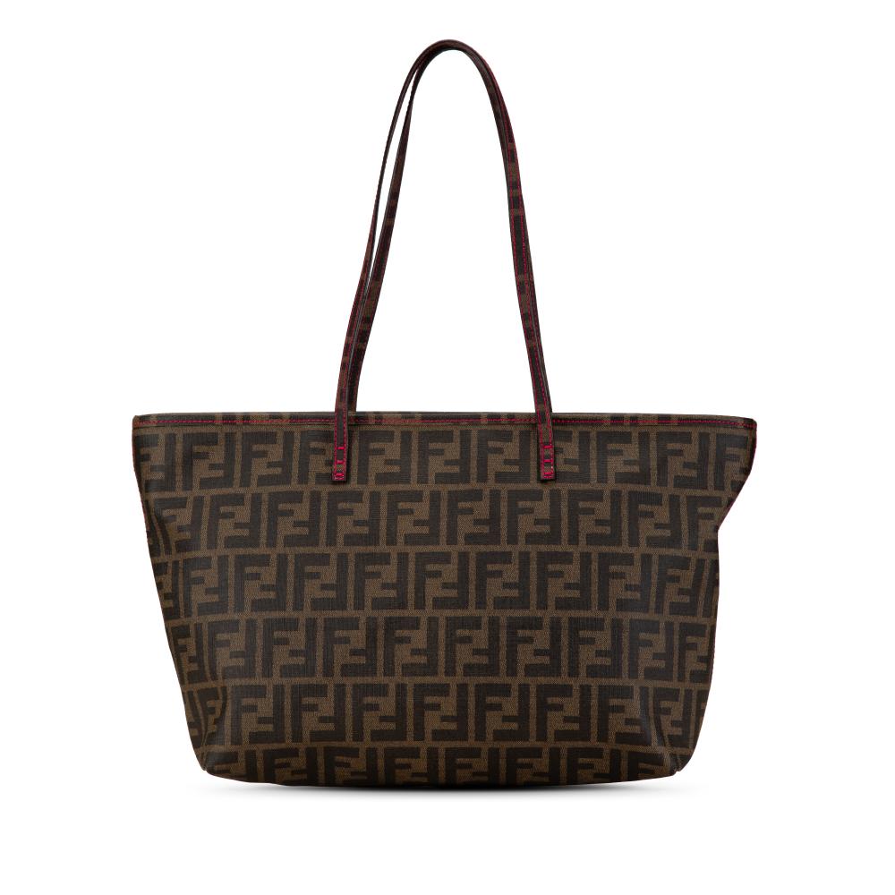 Fendi B Fendi Brown Coated Canvas Fabric Small Zucca Spalmati Roll Tote Italy