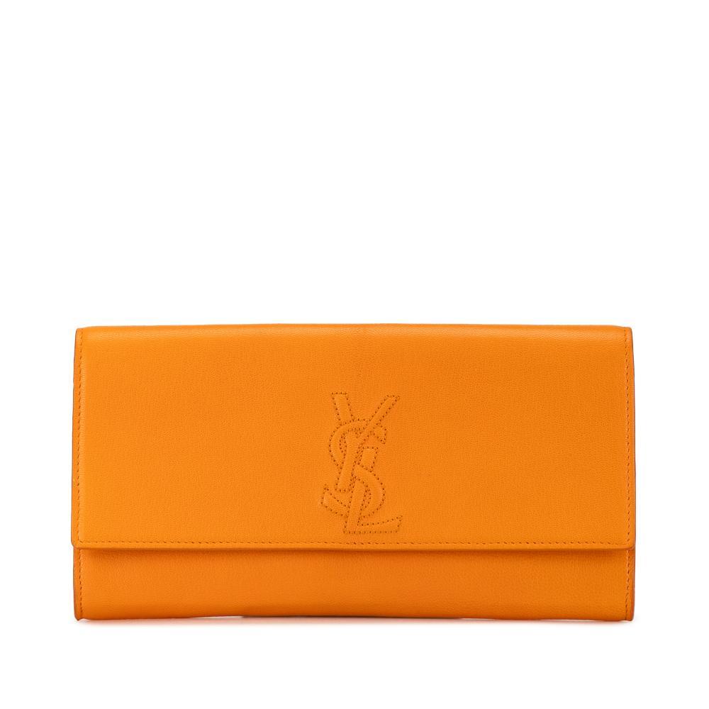 Saint Laurent B Yves Saint Laurent Yellow Calf Leather Belle De Jour Clutch Italy