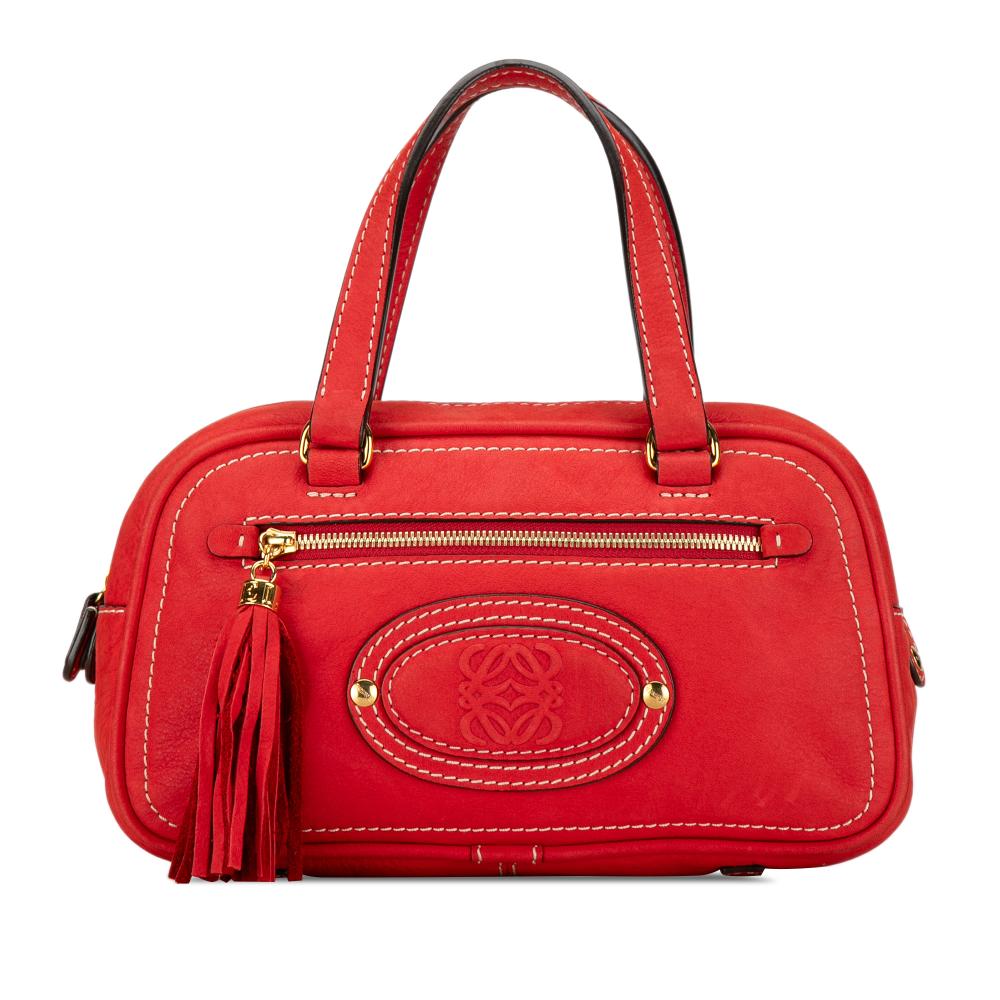 Loewe B LOEWE Red Calf Leather Anagram Tassel Handbag China