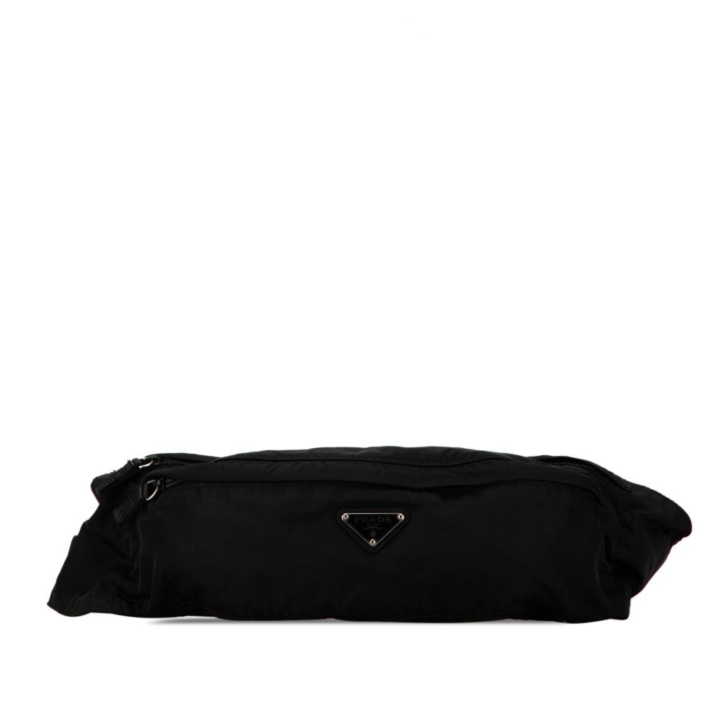 Prada B Prada Black Nylon Fabric Tessuto Belt Bag Italy