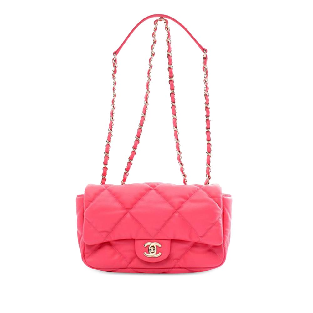 Chanel B Chanel Pink Calf Leather Medium Quilted skin Bubbly Flap Italy