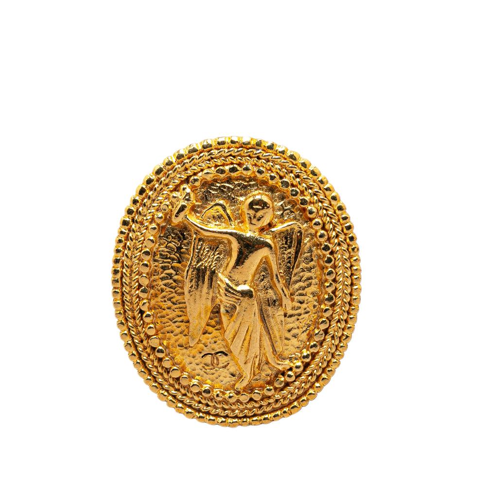 Chanel B Chanel Gold Gold Plated Metal Angel Brooch France