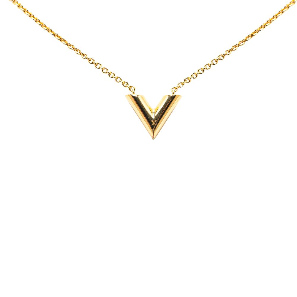 Louis Vuitton B Louis Vuitton Gold Gold Plated Metal Essential V Necklace Italy