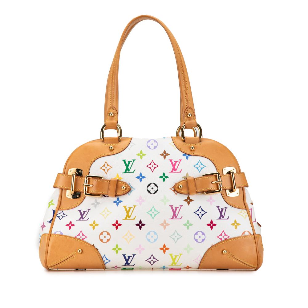 Louis Vuitton AB Louis Vuitton White Monogram Multicolore Canvas Canvas Monogram Multicolore Claudia France