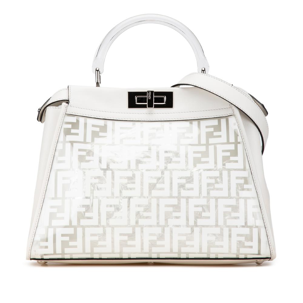 Fendi AB Fendi White PVC Plastic Limited Edition Medium Peekaboo Satchel Italy