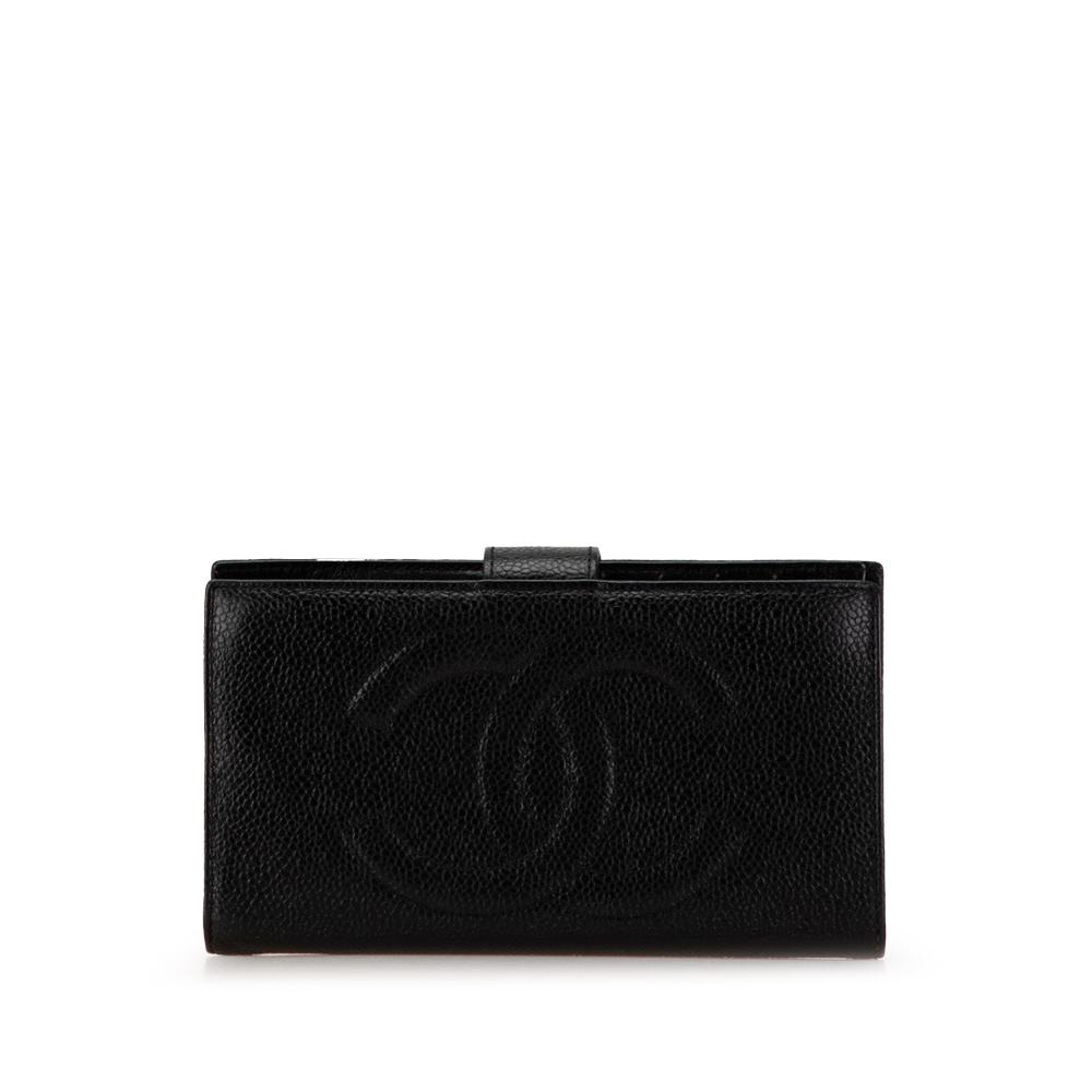 Chanel B Chanel Black Caviar Leather Leather CC Caviar Long Wallet Italy