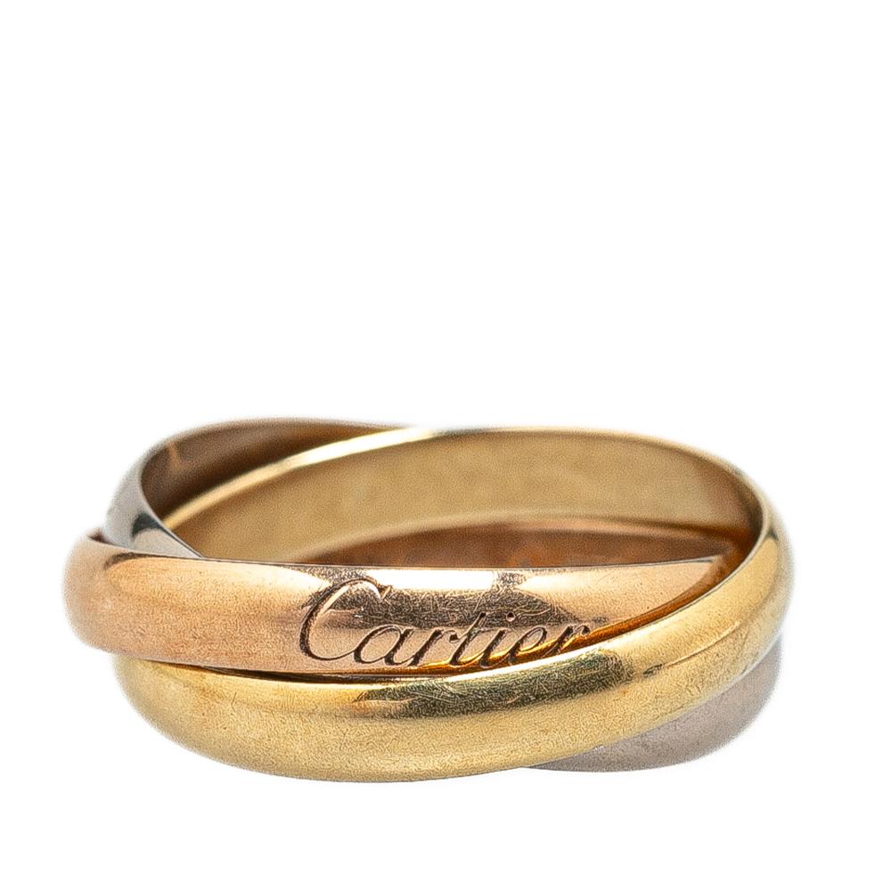 Cartier B Cartier Gold 18K Yellow Gold Metal Tricolor Large Model 18K Gold Classic Trinity Ring France