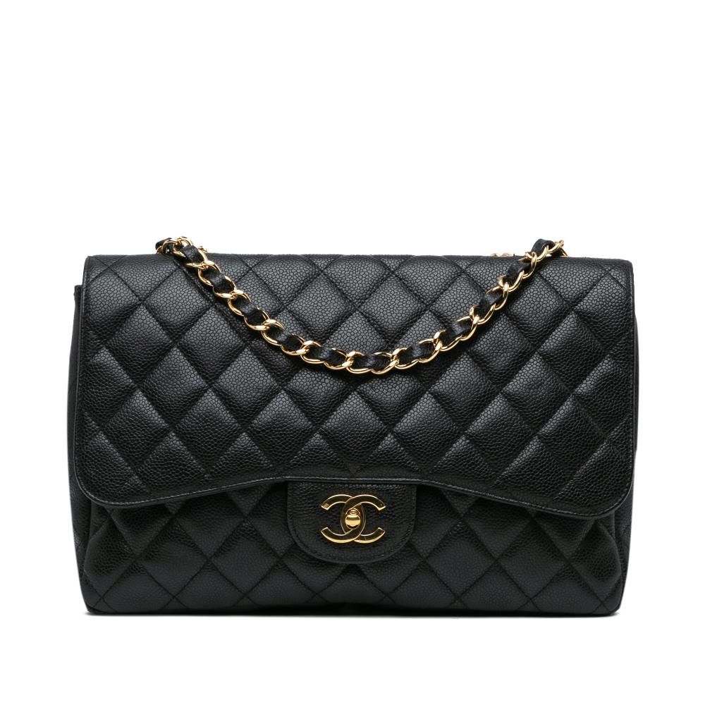 Chanel AB Chanel Black Caviar Leather Leather Jumbo Classic Caviar Single Flap Italy