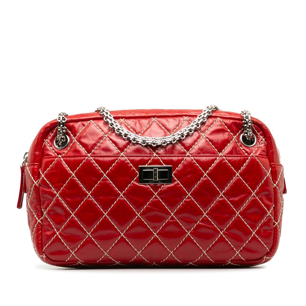 Chanel AB Chanel Red Lambskin Leather Leather Medium Quilted Reissue Camera Bag France