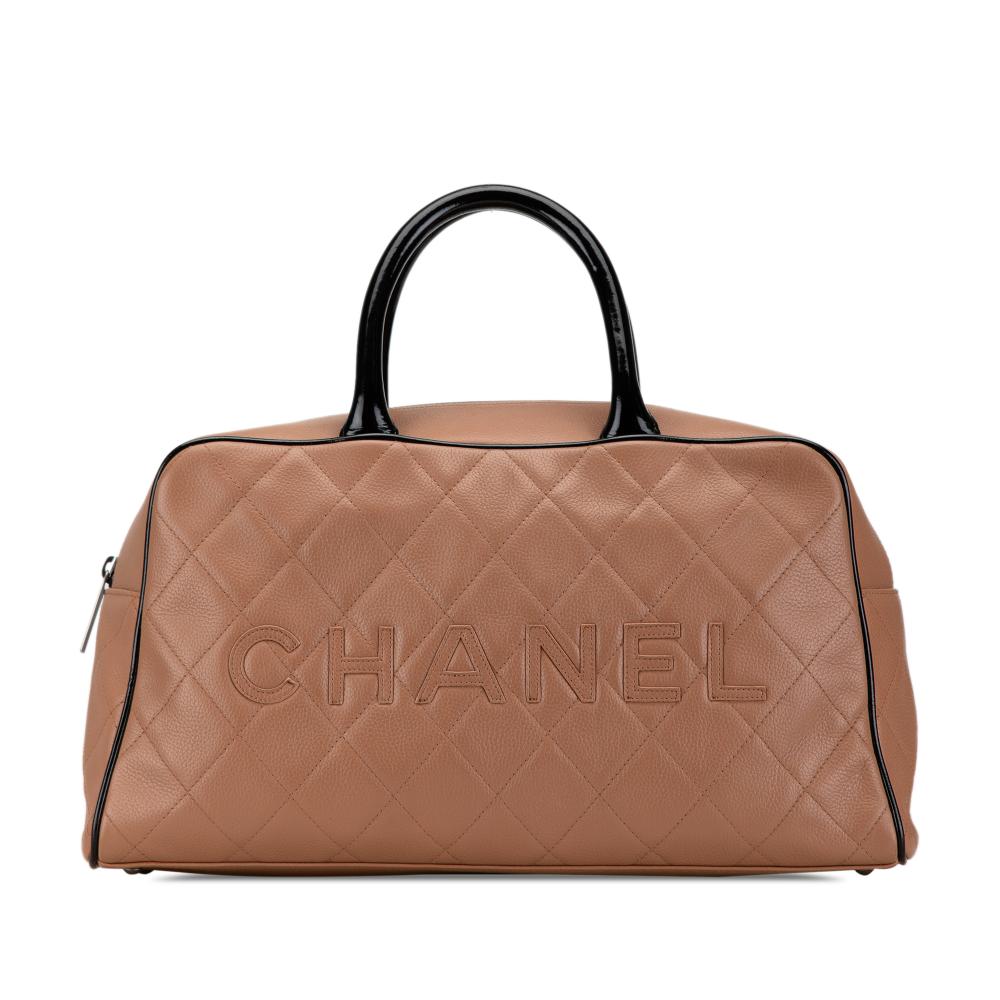 Chanel B Chanel Brown Caviar Leather Leather Large Quilted Grained Calfskin Bowler Handbag France