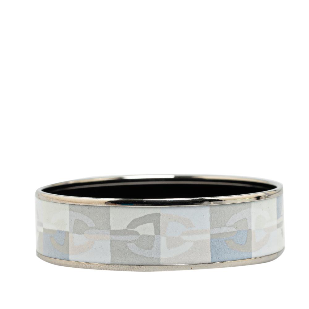 Hermès AB Hermès Gray Light Gray Enamel Other Wide Chaine d'Ancre Bangle 62 France