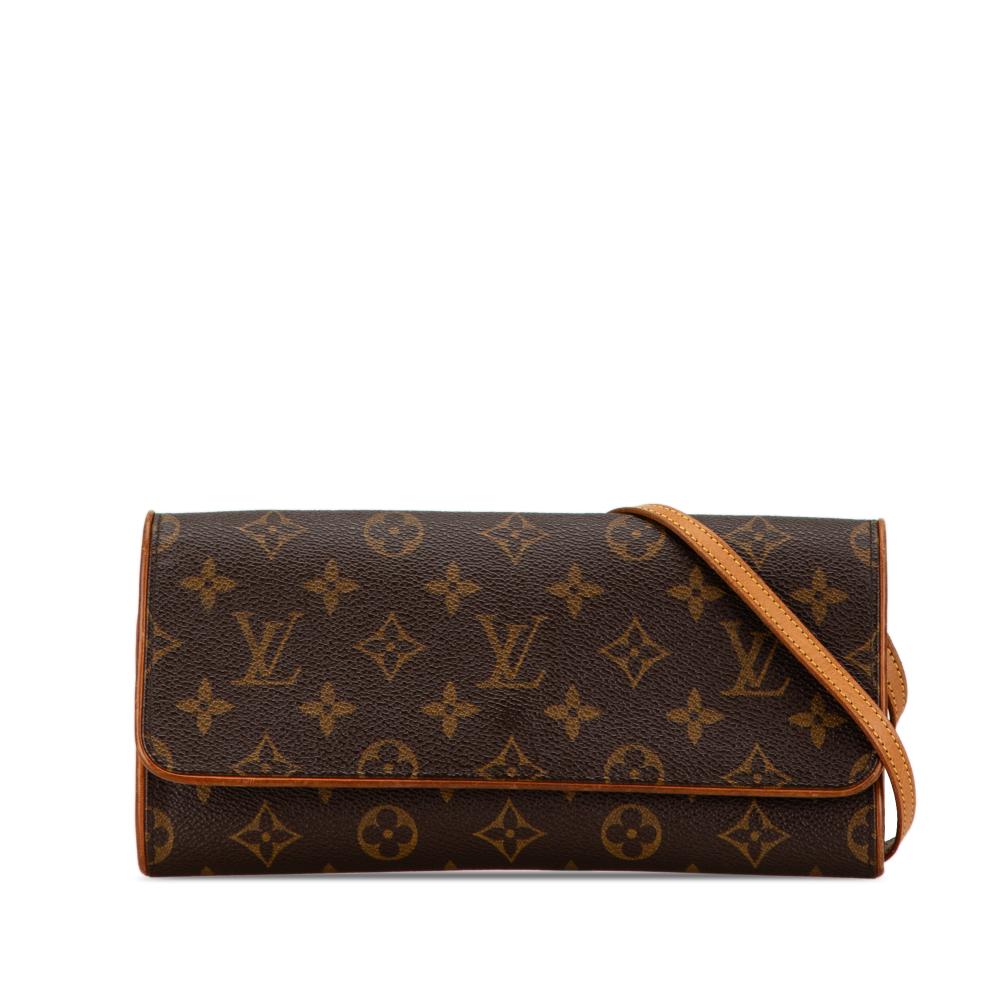 Louis Vuitton B Louis Vuitton Brown Monogram Canvas Canvas Monogram Pochette Twin GM France