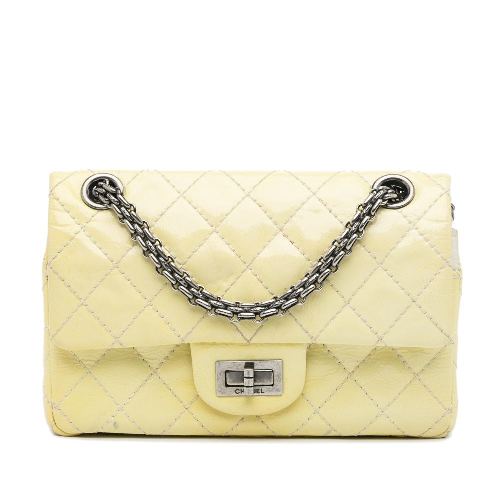 Chanel B Chanel Yellow Light Yellow Patent Leather Leather Mini Reissue Patent Flap France