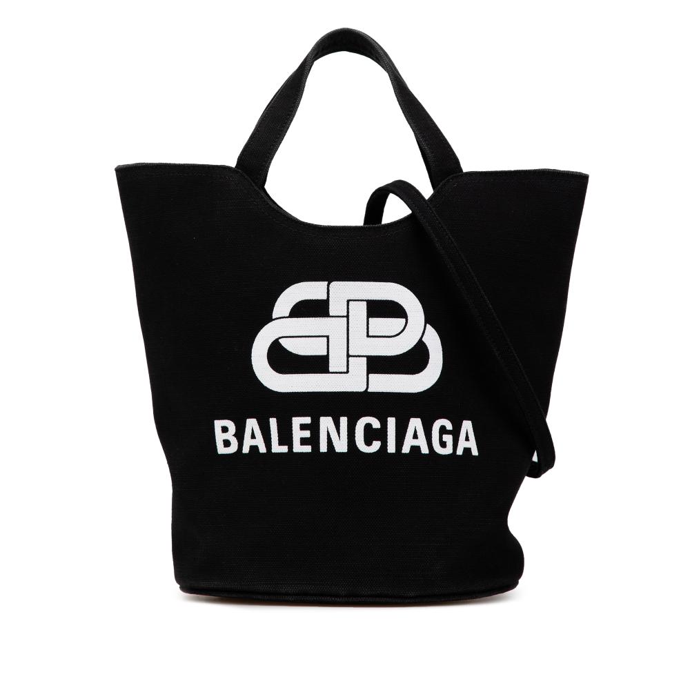 Balenciaga AB Balenciaga Black Canvas Fabric Wave M Satchel Italy