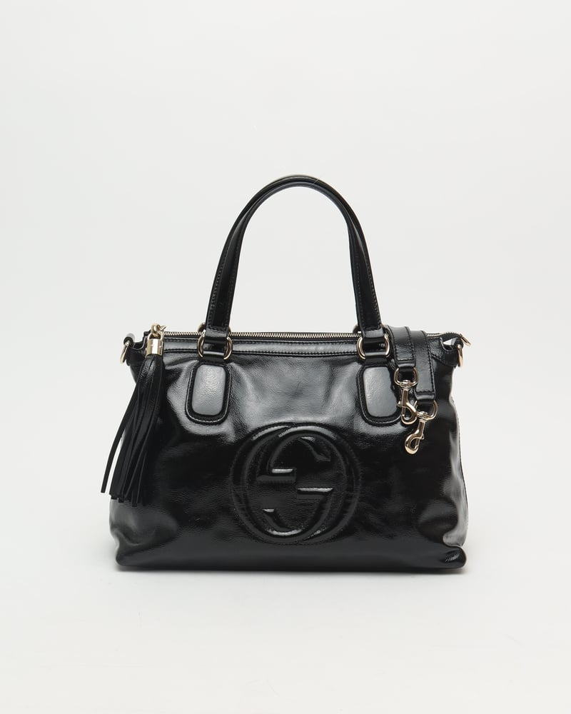 Gucci Patent Soho Fringe Tote Bag