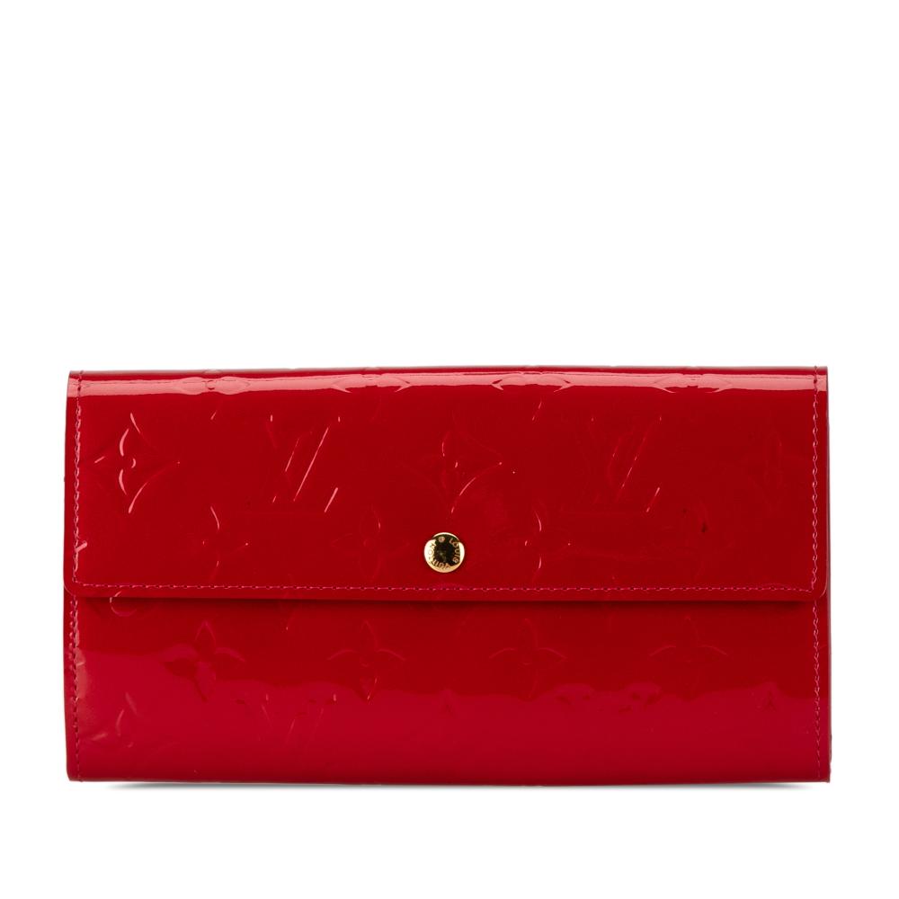 Louis Vuitton B Louis Vuitton Red Vernis Leather Leather Monogram Vernis Sarah Long Wallet France