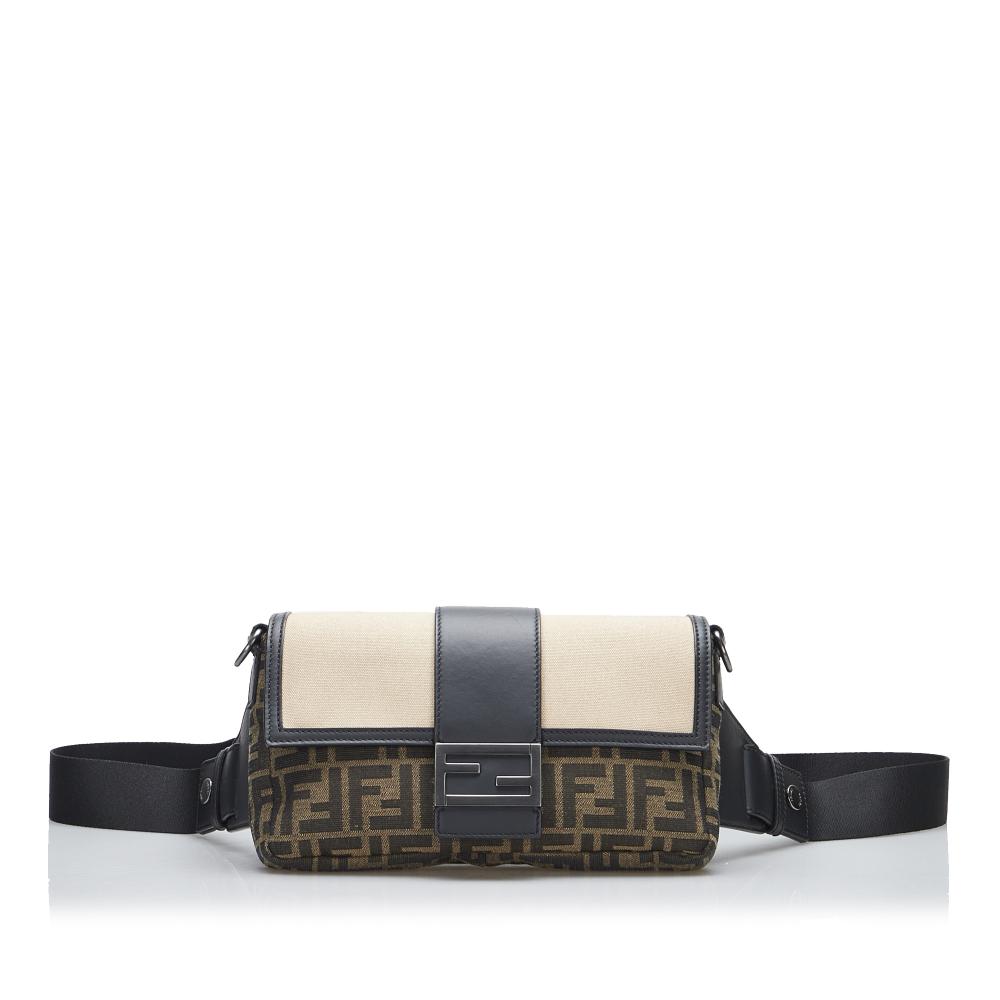 Fendi A Fendi Brown Canvas Fabric Zucca Convertible Belt Bag Italy