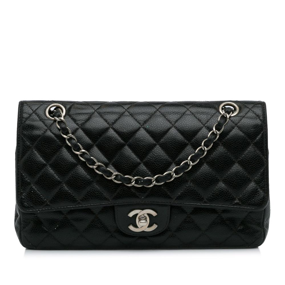 Chanel B Chanel Black Caviar Leather Leather Medium Classic Caviar Double Flap Italy