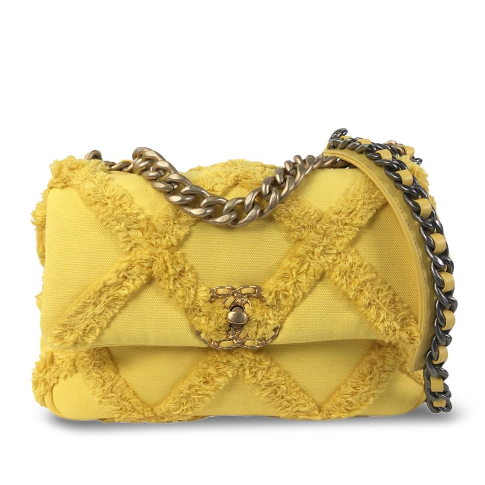 Chanel AB Chanel Yellow Canvas Fabric Medium 19 Flap France