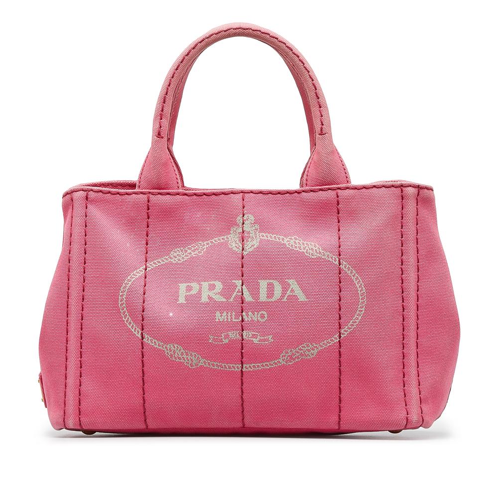 Prada B Prada Pink Canvas Fabric Canapa Logo Satchel India