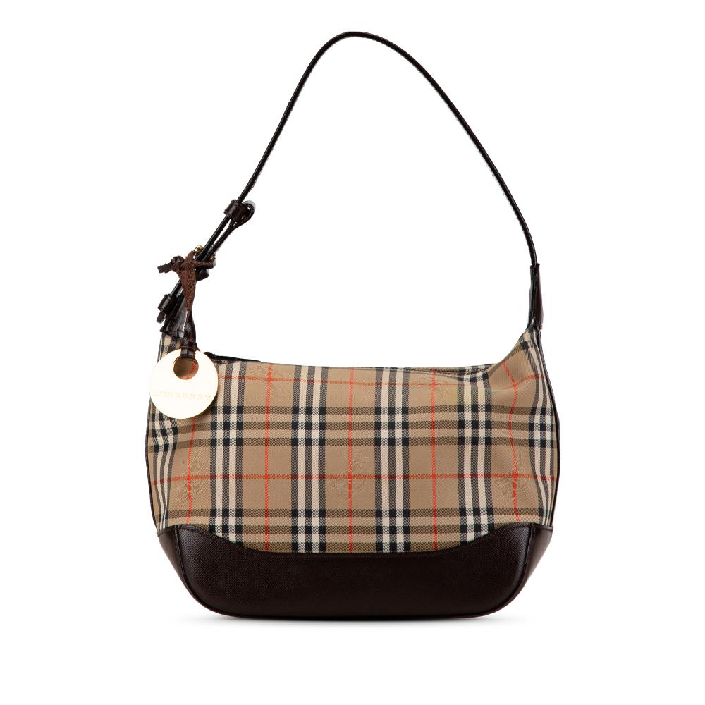 Burberry B Burberry Brown Beige Canvas Fabric Haymarket Check Shoulder Bag United Kingdom