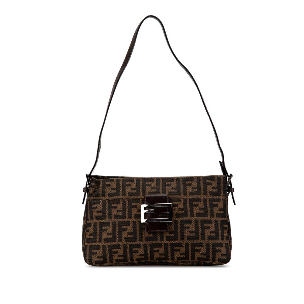 Fendi B Fendi Brown Canvas Fabric Zucca Shoulder Bag Italy