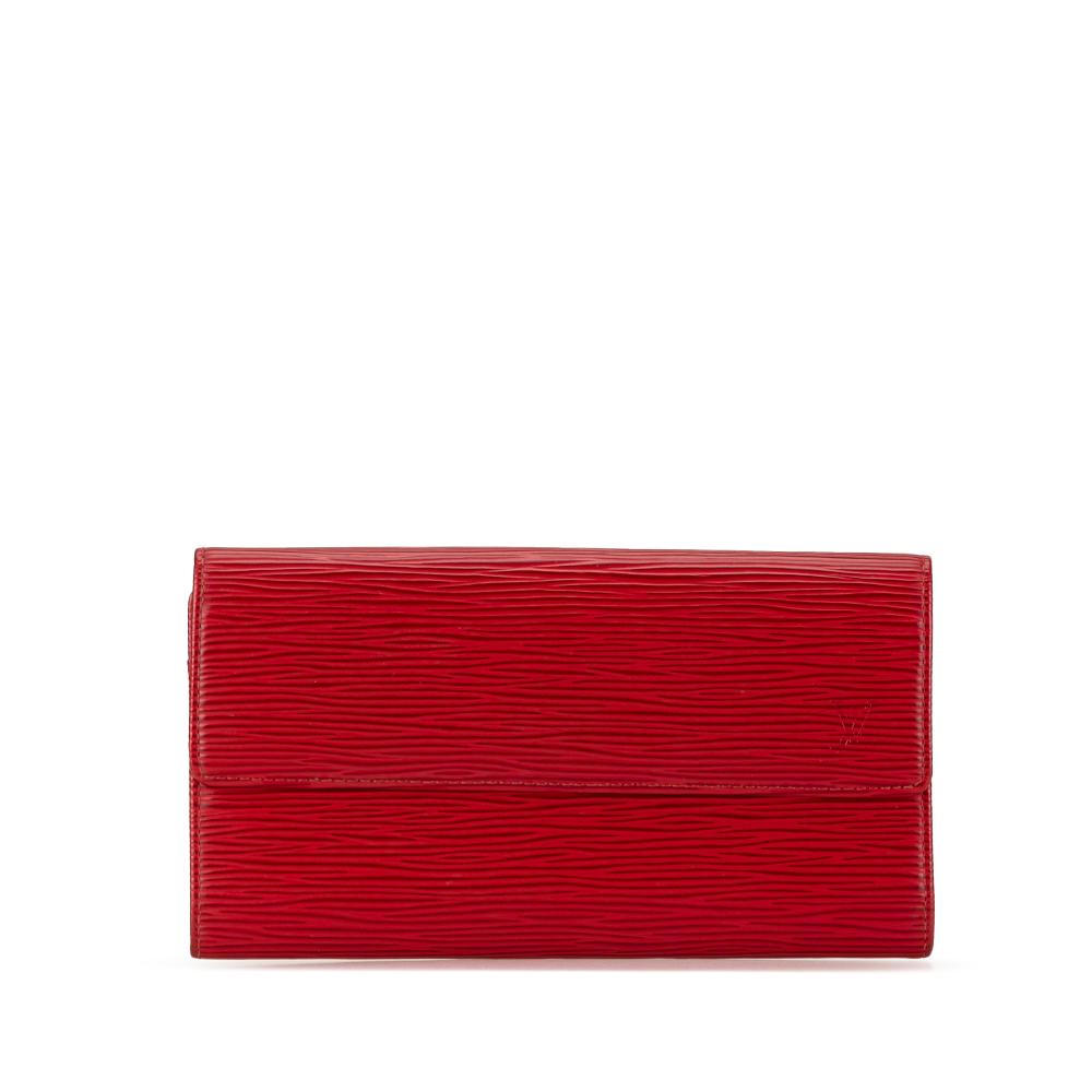 Louis Vuitton B Louis Vuitton Red Epi Leather Leather Epi Sarah Long Wallet Spain