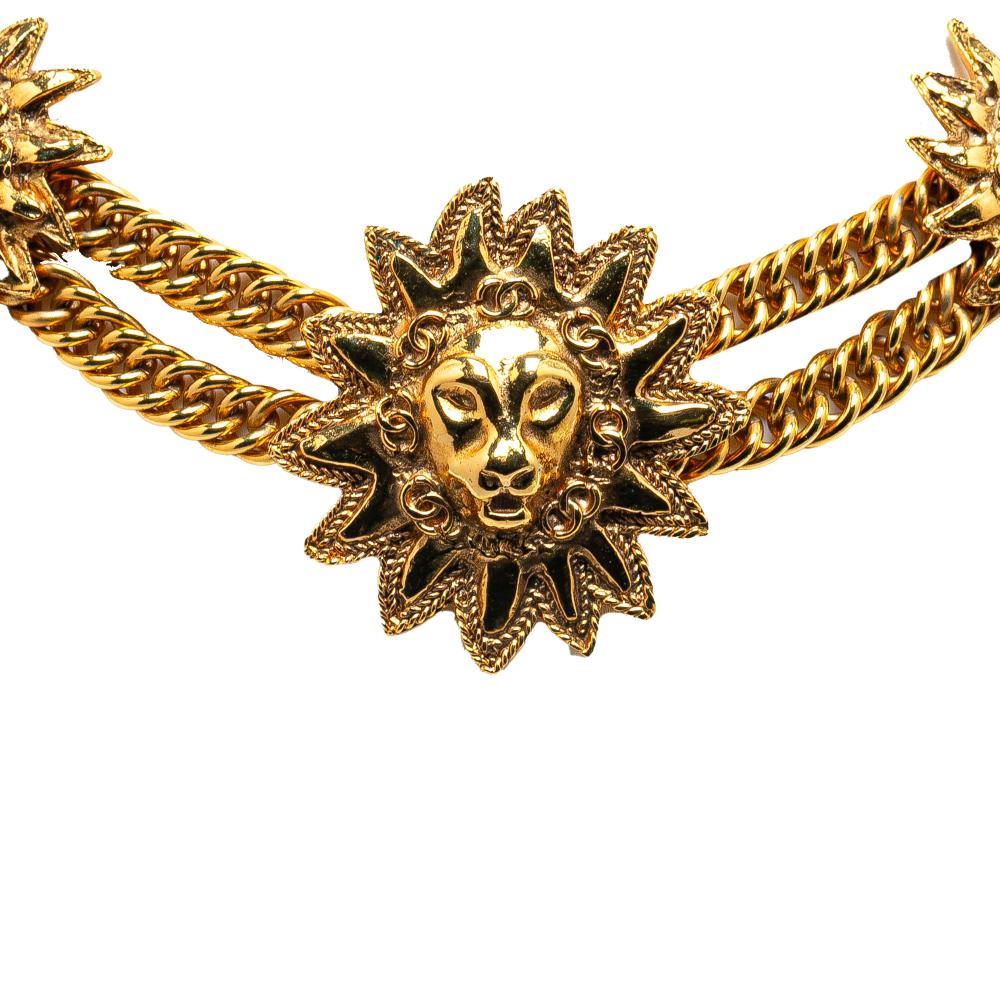 Chanel AB Chanel Gold Gold Plated Metal Lion Head Necklace France