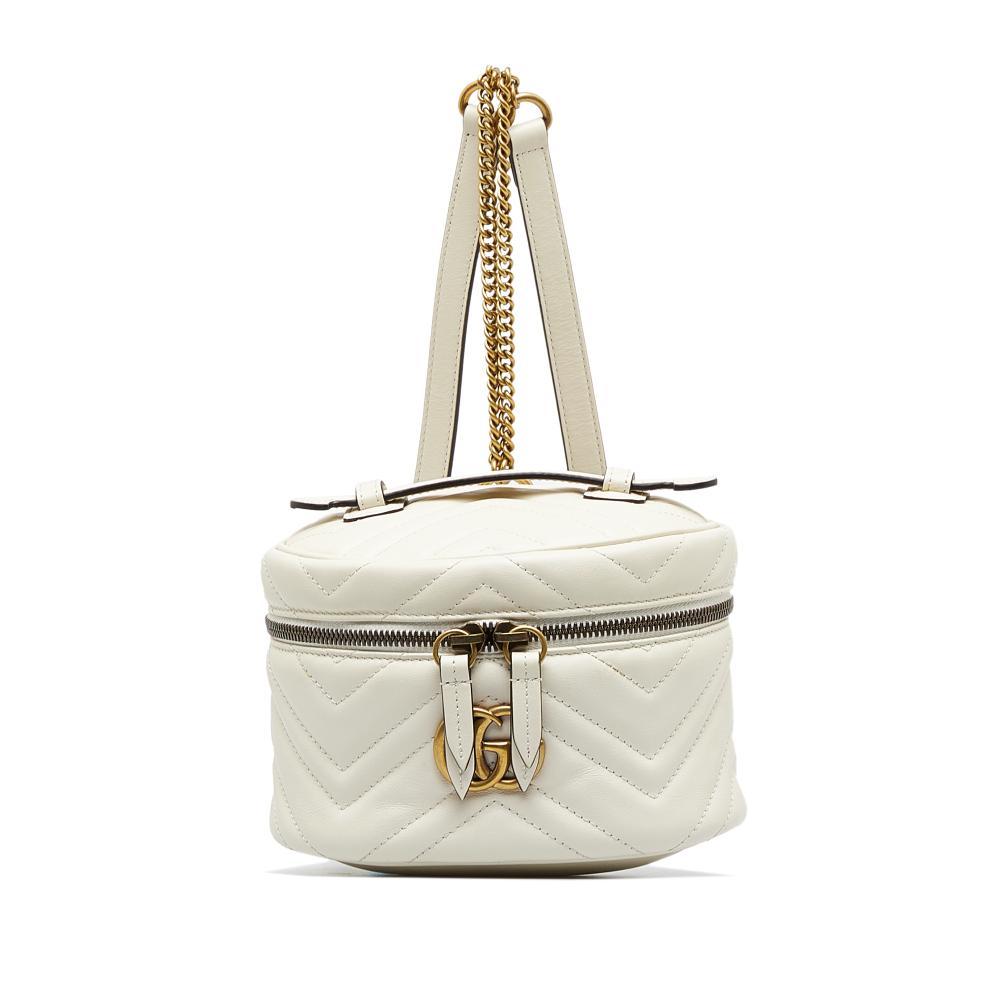 Gucci AB Gucci White Calf Leather Mini GG Marmont Matelasse Backpack Italy