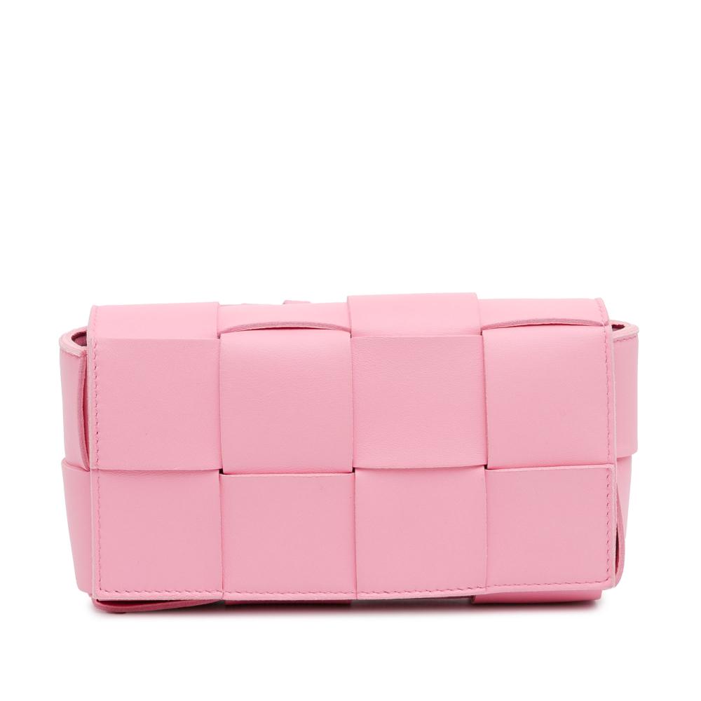 Bottega Veneta AB Bottega Veneta Pink Calf Leather Intrecciato Cassette Belt Bag Italy