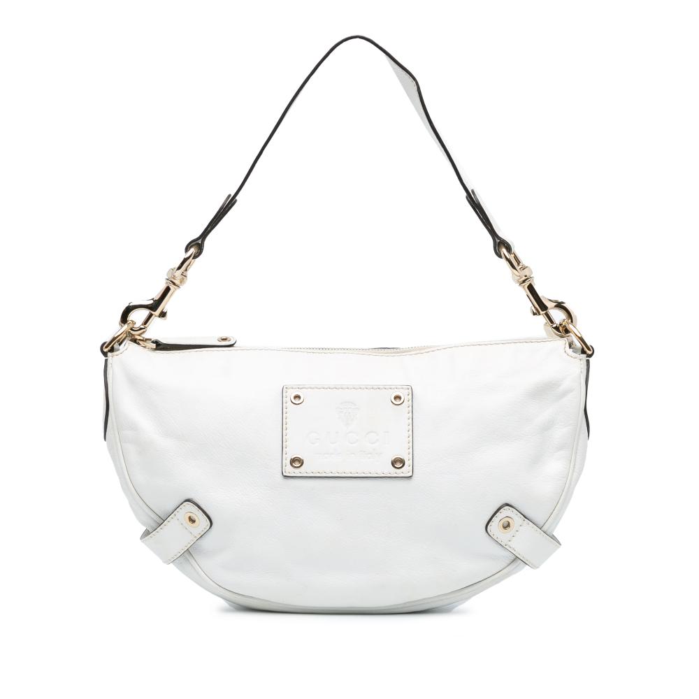 Gucci AB Gucci White Ivory Calf Leather Voyager Hobo Italy