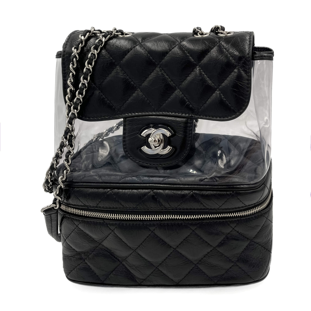 Chanel Acquarium Leather & PVC Shoulder Bag Black