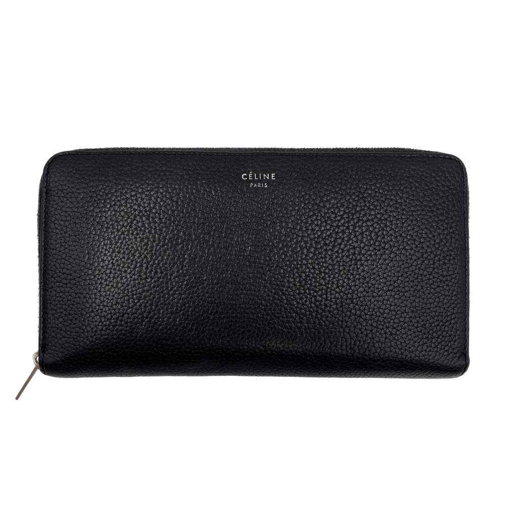 Celine Long Wallet Leather Black