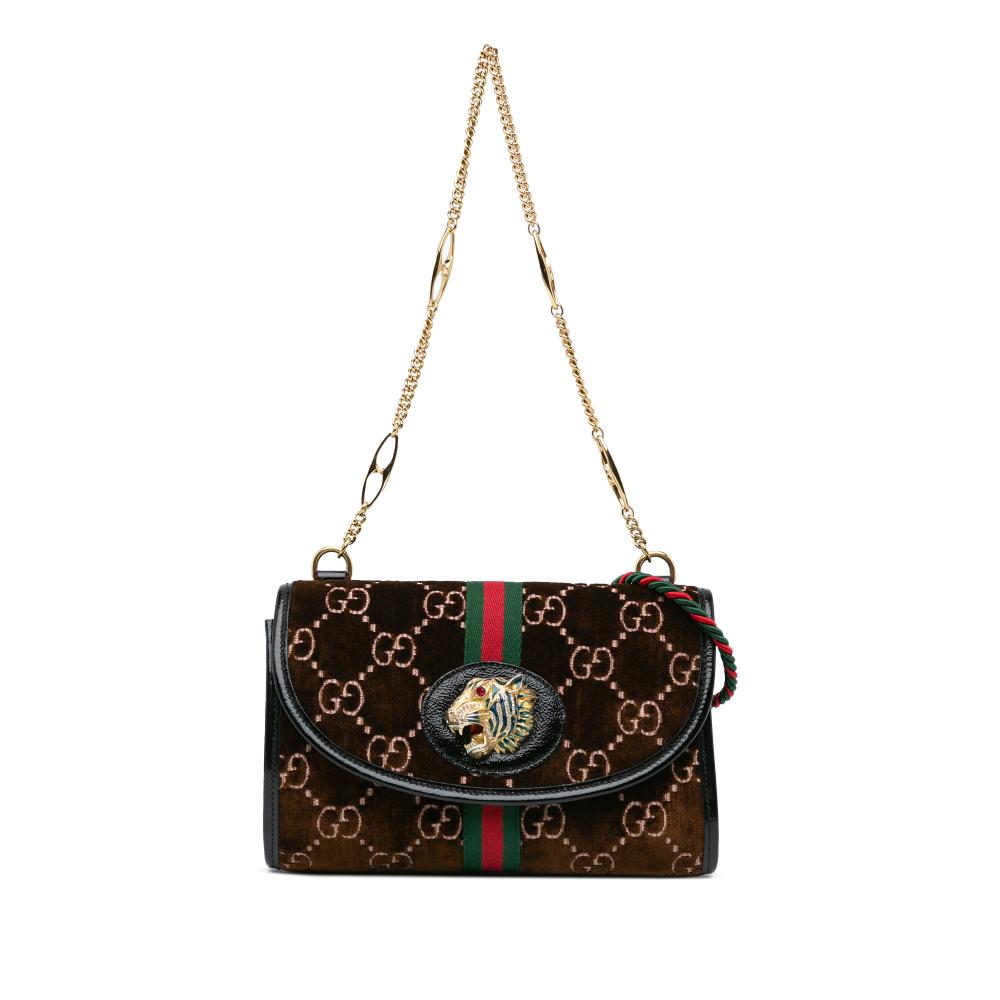 Gucci AB Gucci Brown Dark Brown Suede Leather GG Velvet Rajah Crossbody Italy