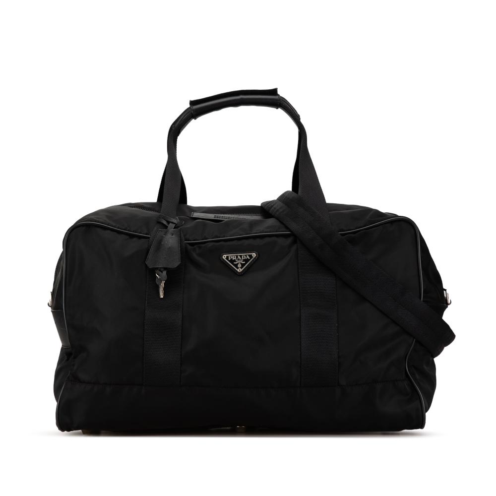 Prada B Prada Black Nylon Fabric Tesssuto Travel Bag Italy