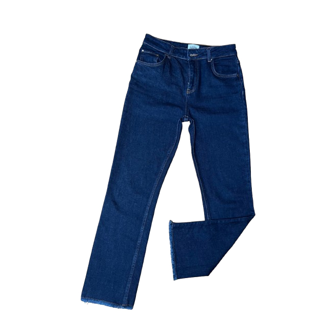 Claudie Pierlot Blaue gerade Jeans mit rauem Saum